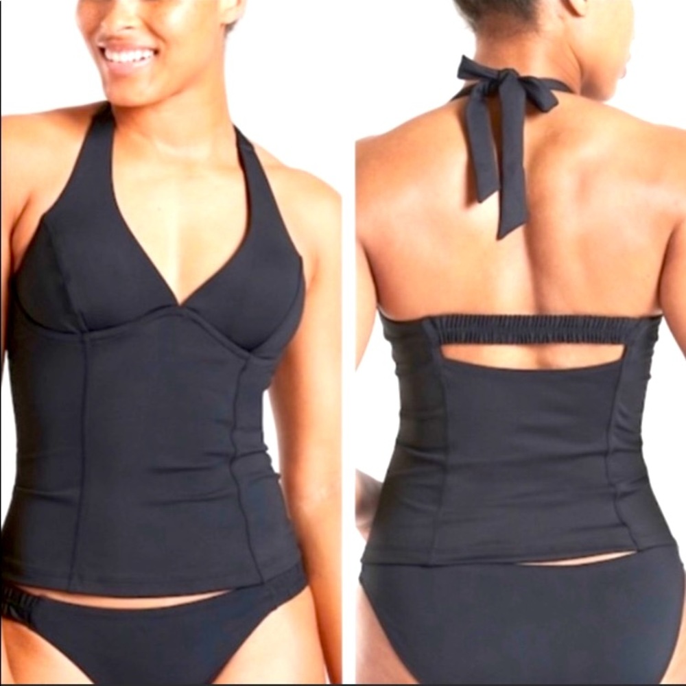 Athleta Sculpted Halter Tankini Black 34B/C New With Tags